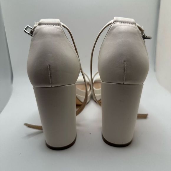 CUSHIONAIRE Women's one band block heel platform sandal 7 WIDE WHITE - Picture 4 of 7